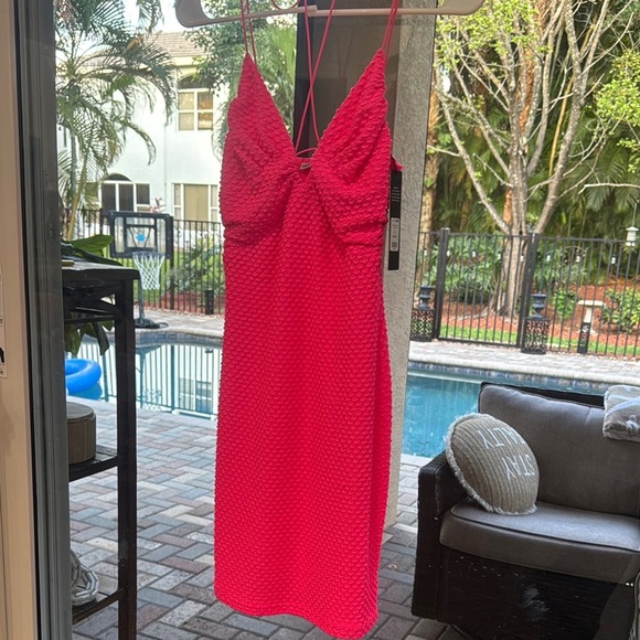 NWT Fashion Nova Hot Pink Miami Nights Textured Mini Dress - Picture 4 of 7